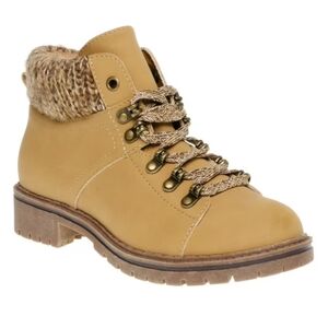 Time and Tru Tan Lace Up Boots with Chunky Sole